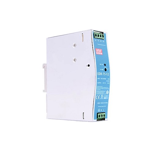 EDR-75-12 MEANWELL 75.6W 12VDC 6.3A 115/230VAC Salida única Industrial CARRIL DIN