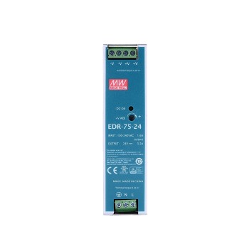 Fuente de Alimentación para riel DIN EDR-75-24 MEANWELL 75W 24VDC 3.2A 115/230VAC