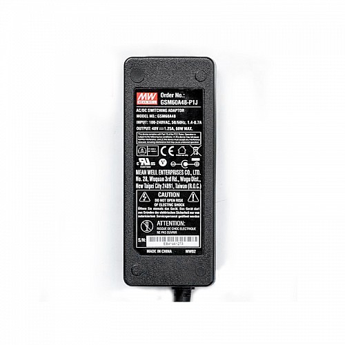 GSM60A48-P1J MEANWELL 60W 48VDC 1.25A 115/230VACAC-DCAdaptador médicoVerde confiable