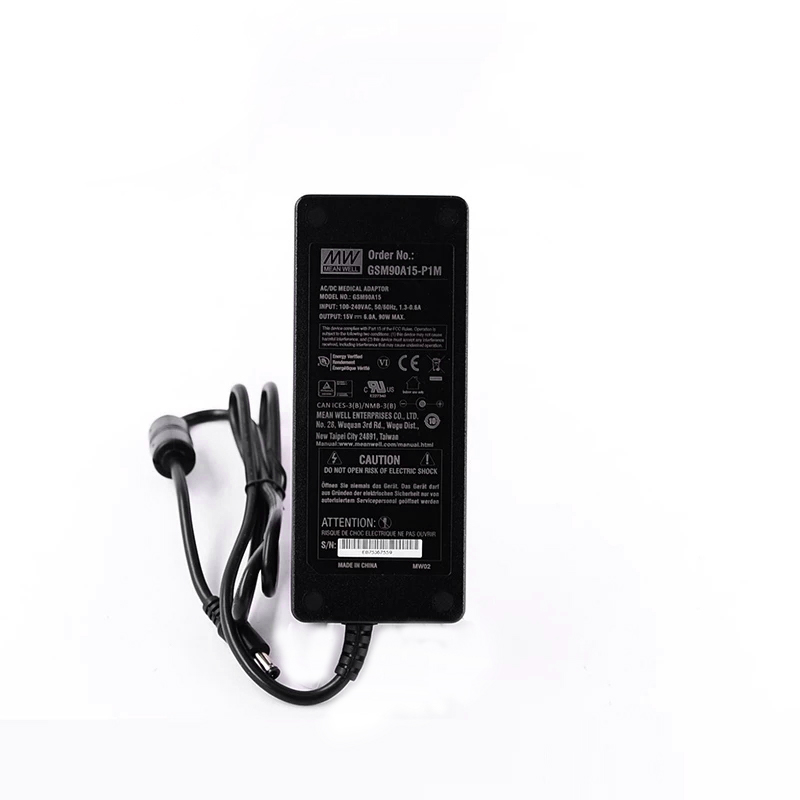 GSM90A15-P1M MEANWELL 90W 15VDC 6A 115/230VACAC-DCAdaptador médicoVerde confiable