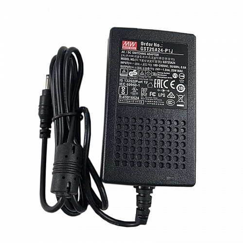 GST25A24-P1J MEANWELL 25W 24VDC 1.04A 115/230VACAC-DCAdaptador industrialVerde confiable