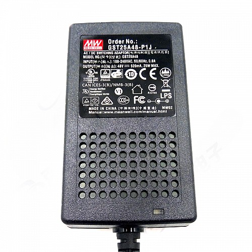 GST25A48-P1J MEANWELL 25W 48VCC 0.52A 115/230VACAC-DCAdaptador industrialVerde confiable GST25A48-P1J MEANWELL 25W 48VCC 0.52A 115/230VACAC-DCAdaptador industrialVerde confiable