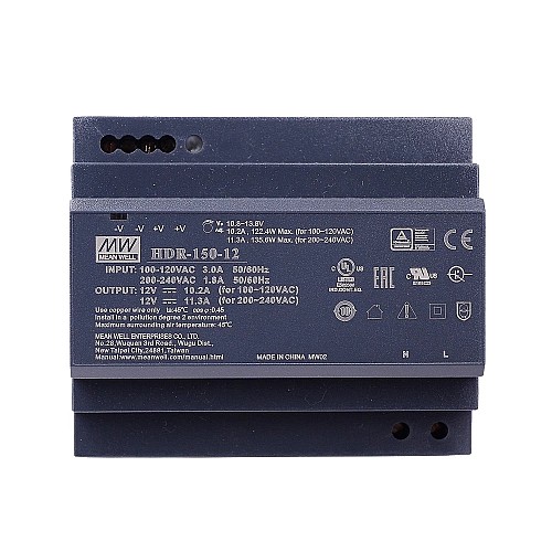 12VDC 10.2A 122.4W 115VAC/11.3A 135.6W 230VAC Fuente deAlimentación de riel DIN 12VDC 10.2A 122.4W 115VAC/11.3A 135.6W 230VAC Fuente deAlimentación de riel DIN