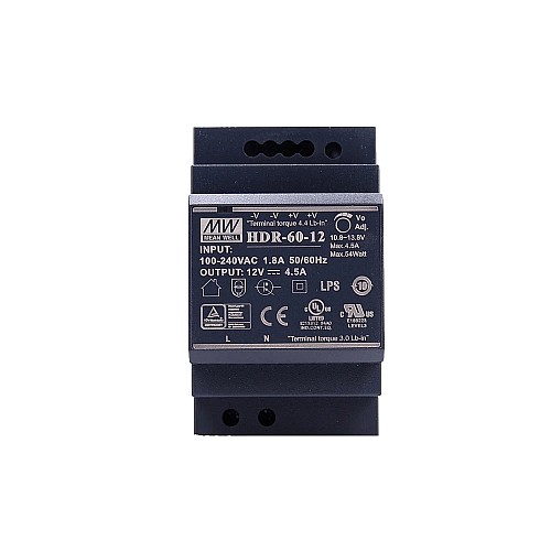 54W 12VDC 4.5A 115/230VAC Fuente deAlimentación de riel DIN con forma escalonada ultradelgada 54W 12VDC 4.5A 115/230VAC Fuente deAlimentación de riel DIN con forma escalonada ultradelgada