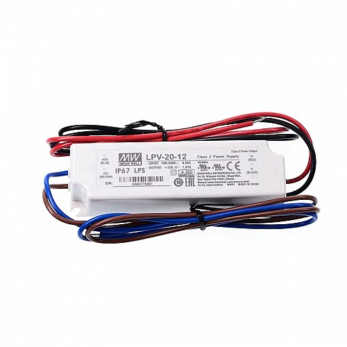 LPV-20-12 MEANWELL 20W 1.67A 12V Fuente deAlimentación conmutada de salida única