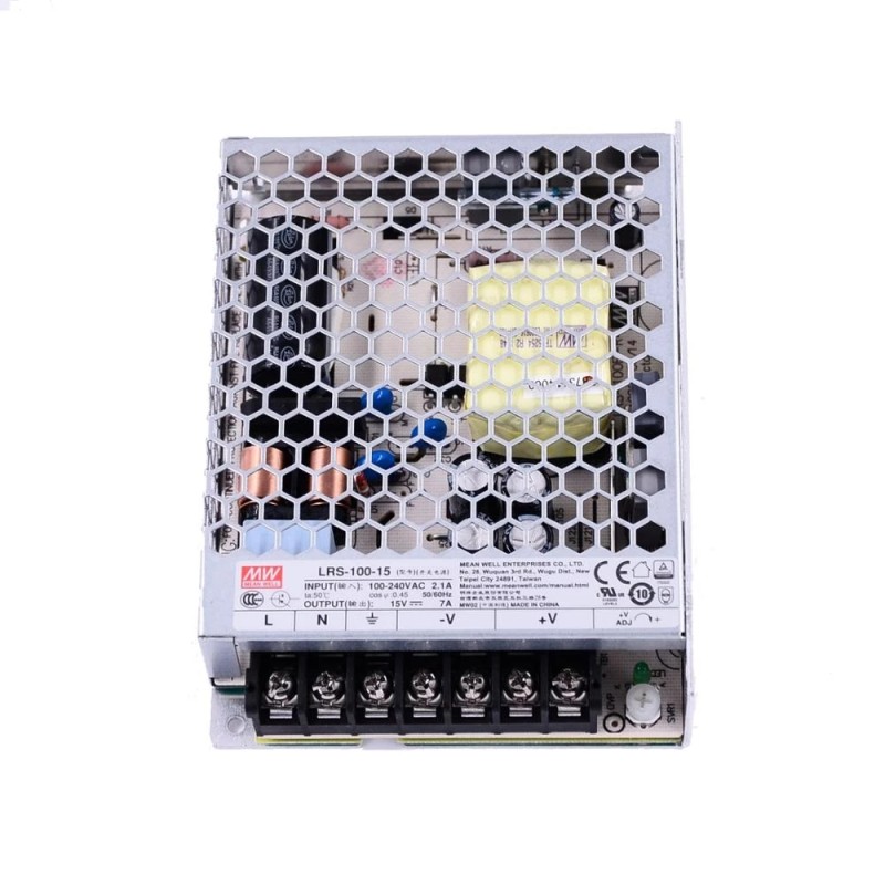 LRS-100-15 MEANWELL 105W 15VDC 7A 115/230VAC Fuente de Alimentación conmutada cerrada
