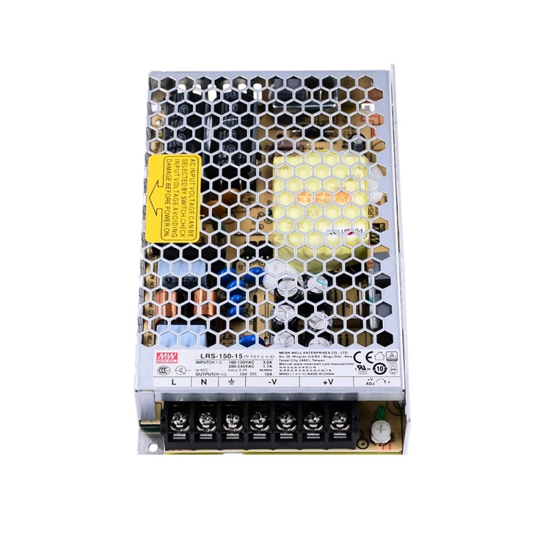 LRS-150-15 MEANWELL 150W 15VDC 10A 115/230VAC Fuente de Alimentación conmutada cerrada