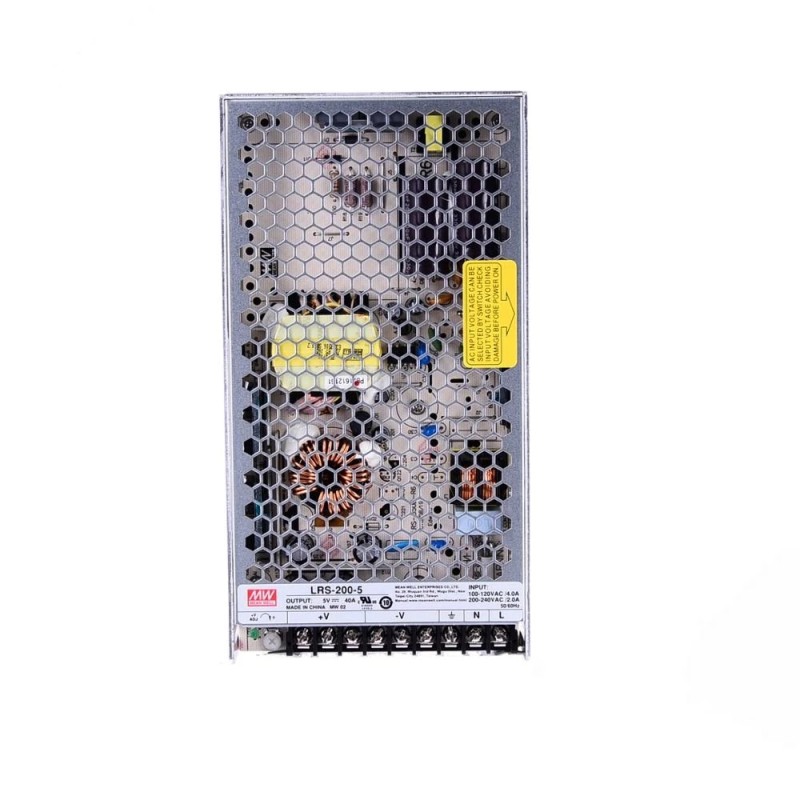 LRS-200-5 MEANWELL 200W 5VDC 40A 115/230VAC Fuente de Alimentación conmutada cerrada