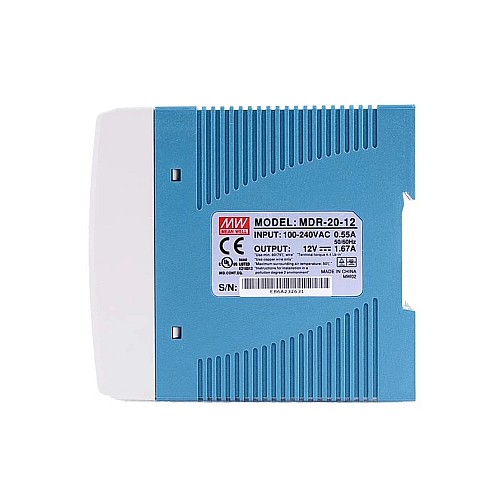 MDR-20-12 MEANWELL 20W 12VDC 1.67A 115/230VAC Fuente deAlimentación en carril DIN MDR-20-12 MEANWELL 20W 12VDC 1.67A 115/230VAC Fuente deAlimentación en carril DIN