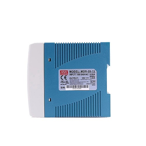 MDR-20-15  20W 15VDC 1.34A 115/230VAC Fuente de Alimentación industrial de riel DIN de salida única MDR-20-15  20W 15VDC 1.34A 115/230VAC Fuente de Alimentación industrial de riel DIN de salida única