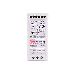 MDR-60-12 MEANWELL 60W 12VDC 5A 115/230VAC Fuente de Alimentación de carril DIN