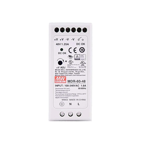 MDR-60-48  60W 48VDC 1.25A 115/230VAC Fuente deAlimentación de riel DIN industrial de salida única