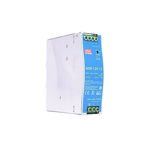 NDR-120-12 MEANWELL 120W 12VDC 10A 115/230VAC Salida única Industrial CARRIL DIN NDR-120-12 MEANWELL 120W 12VDC 10A 115/230VAC Salida única Industrial CARRIL DIN