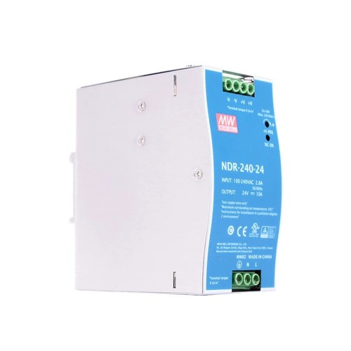 NDR-240-24 MEANWELL 240W 24VDC 10A 115/230VAC Fuente de Alimentación para carril DIN NDR-240-24 MEANWELL 240W 24VDC 10A 115/230VAC Fuente de Alimentación para carril DIN