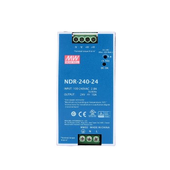 NDR-240-24 MEANWELL 240W 24VDC 10A 115/230VAC Fuente de Alimentación para carril DIN