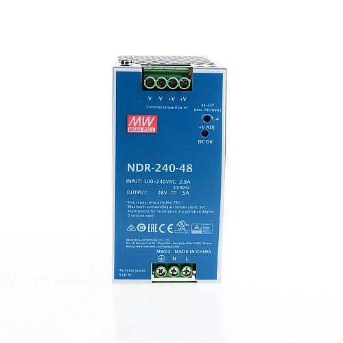 NDR-240-48 MEANWELL 240W 48VDC 5A 115/230VAC Salida única Industrial CARRIL DIN