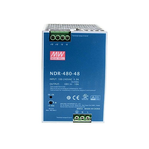 NDR-480-48 MEANWELL 480W 48VDC 10A 115/230VAC Salida única Industrial CARRIL DIN NDR-480-48 MEANWELL 480W 48VDC 10A 115/230VAC Salida única Industrial CARRIL DIN