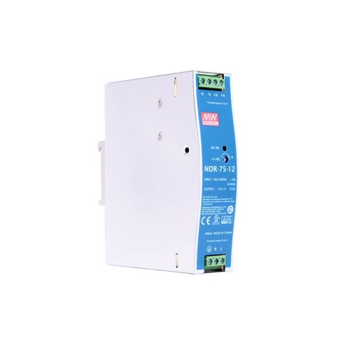 NDR-75-12 MEANWELL 75.6W 12VDC 6.3A 115/230VAC Salida única Industrial CARRIL DIN