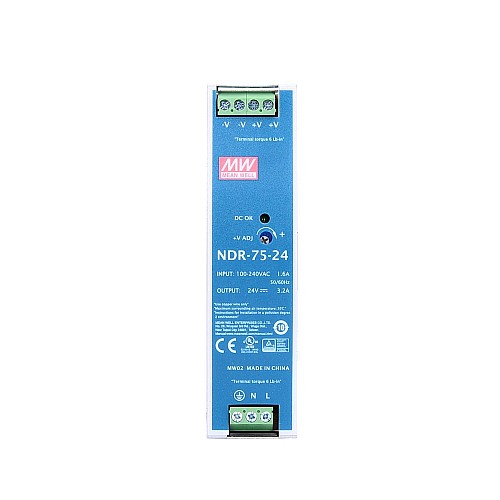NDR-75-24 MEANWELL 76.8W 24VDC 3.2A 115/230VAC Salida única Industrial CARRIL DIN