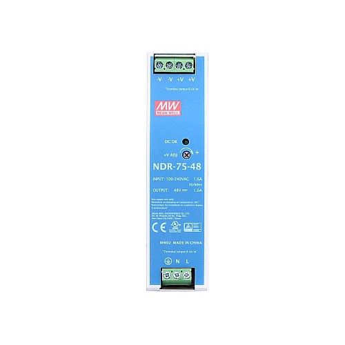 NDR-75-48 MEANWELL 76.8W 48VDC 1.6A 115/230VAC Salida única Industrial CARRIL DIN