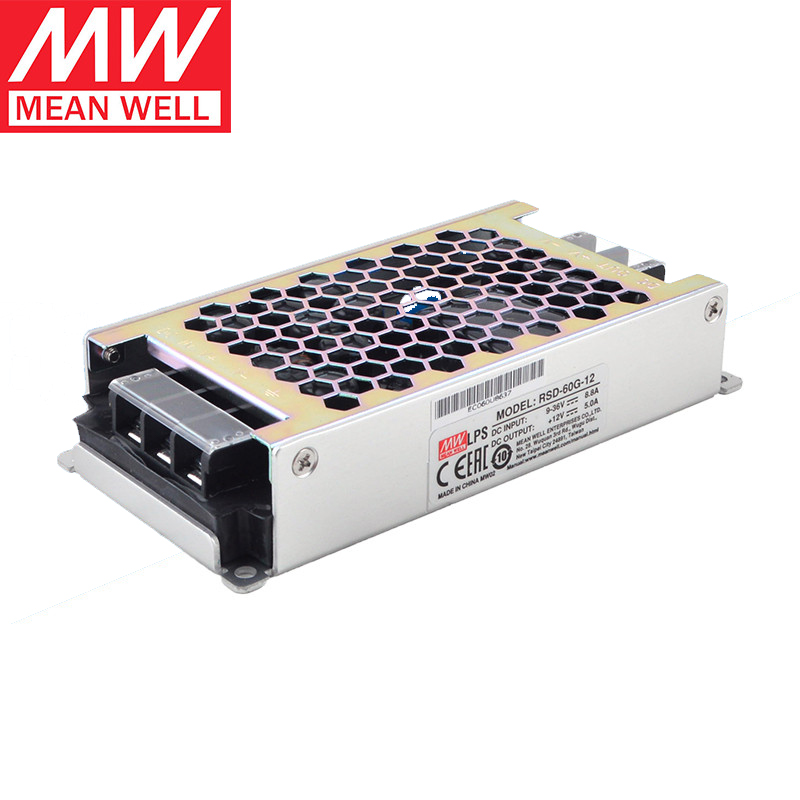 RSD-60G-12 MEANWELL 12V 5A 60W Convertidor CC-CC ferroviario confiable