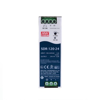 SDR-120-24 MEANWELL 120W 24VDC 5A 115/230VAC con función PFC Fuente de Alimentación de riel DIN