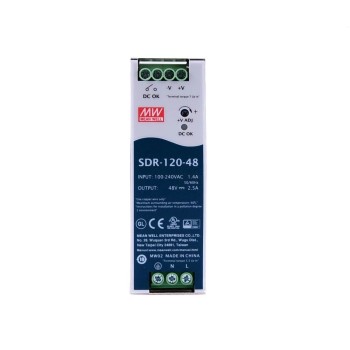 SDR-120-48 MEANWELL 120W 48VDC 2.5A 115/230VAC Salida única Industrial DIN RAIL con función PFC SDR-120-48 MEANWELL 120W 48VDC 2.5A 115/230VAC Salida única Industrial DIN RAIL con función PFC