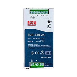 SDR-240-24 MEANWELL 240W 24VDC 10A 115/230VAC con función PFC Fuente de Alimentación en carril DIN