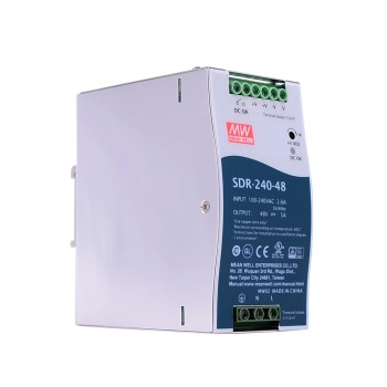 SDR-240-48 MEANWELL 240W 48VDC 5A 115/230VAC Salida única Industrial DIN RAIL con función PFC SDR-240-48 MEANWELL 240W 48VDC 5A 115/230VAC Salida única Industrial DIN RAIL con función PFC
