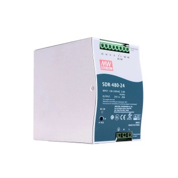 SDR-480-24 MEANWELL 480W 24VDC 20A 115/230VAC Salida única Industrial DIN RAIL con función PFC SDR-480-24 MEANWELL 480W 24VDC 20A 115/230VAC Salida única Industrial DIN RAIL con función PFC