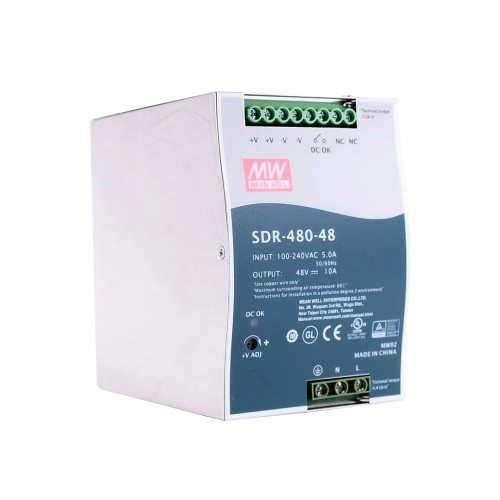 SDR-480-48 MEANWELL 480W 48VDC 10A 115/230VAC Salida única Industrial DIN RAIL con función PFC