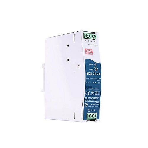 SDR-75-24  76.8W 24VDC 3.2A 115/230VAC Salida única Industrial DIN RAIL con fuente de Alimentación SDR-75-24  76.8W 24VDC 3.2A 115/230VAC Salida única Industrial DIN RAIL con fuente de Alimentación