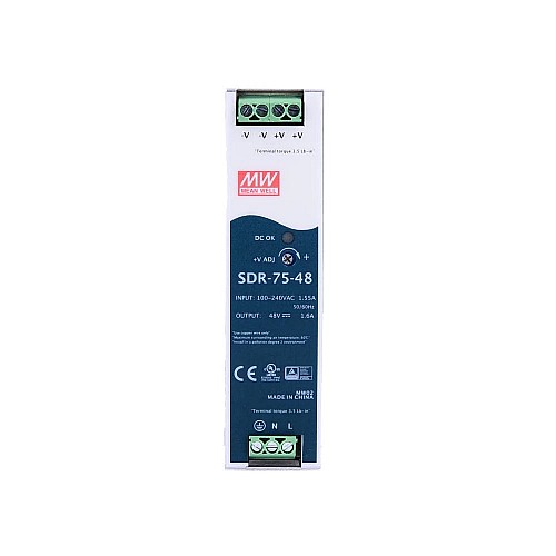 SDR-75-48  76.8W 48VDC 1.6A 115/230VAC Salida única Industrial DIN RAIL con fuente deAlimentación
