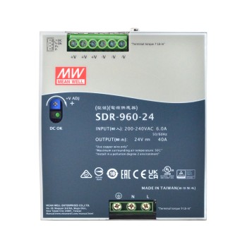 SDR-960-24 MEANWELL 960W 24VDC 40A 230VAC con función PFC Fuente de Alimentación de riel DIN SDR-960-24 MEANWELL 960W 24VDC 40A 230VAC con función PFC Fuente de Alimentación de riel DIN