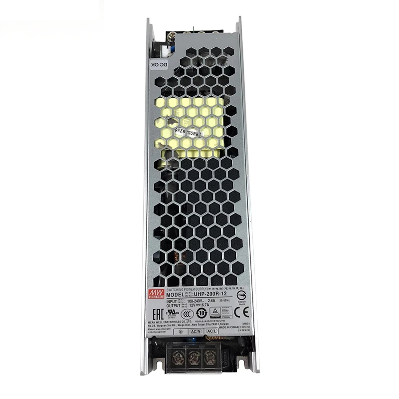UHP-200R-12  200.4W 12VDC 16.7A 115/230VAC Tipo delgado con fuente de Alimentación conmutada PFC