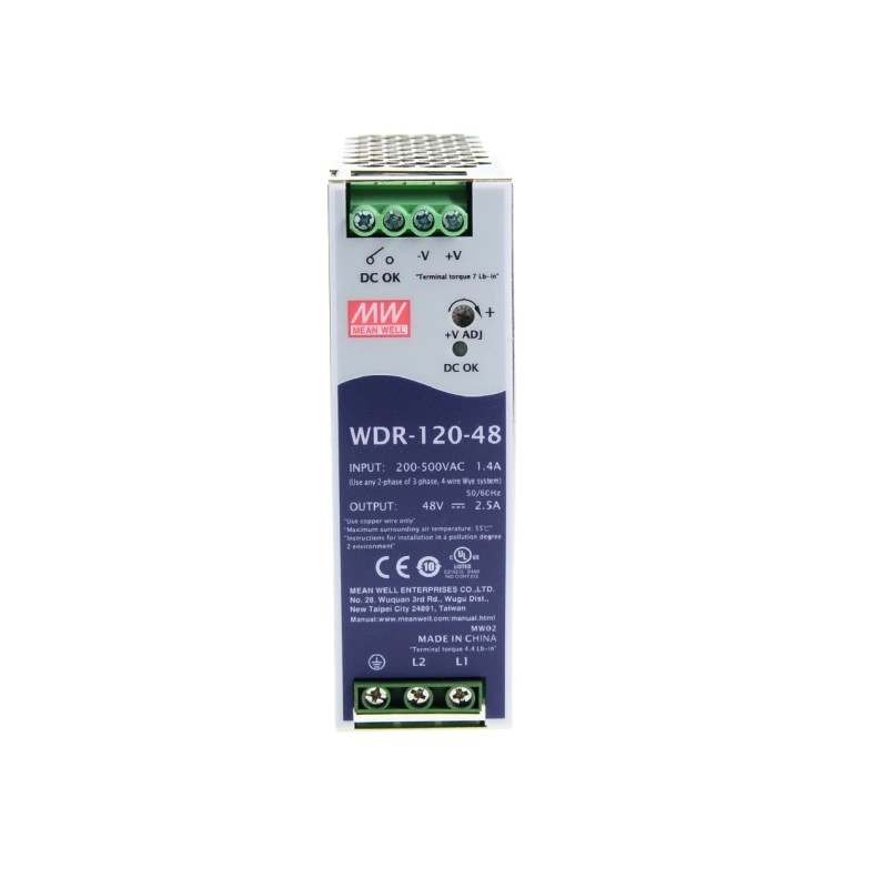 WDR-120-48 120W 48VDC 2.5A 230/400VAC Fuente de Alimentación de riel DIN industrial WDR-120-48 120W 48VDC 2.5A 230/400VAC Fuente de Alimentación de riel DIN industrial