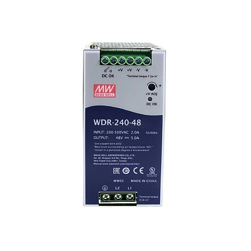WDR-240-48  240W 48VDC 5A 230/400VAC Fuente de Alimentación de riel DIN industrial WDR-240-48  240W 48VDC 5A 230/400VAC Fuente de Alimentación de riel DIN industrial