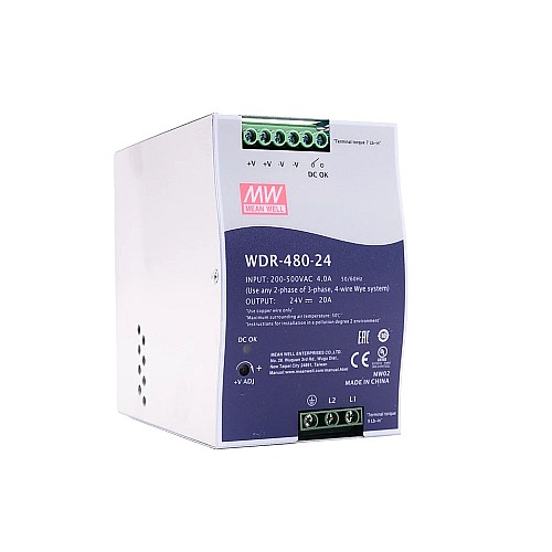 WDR-480-24  480W 24VDC 20A 230/400VAC Fuente de Alimentación de riel DIN industrial WDR-480-24  480W 24VDC 20A 230/400VAC Fuente de Alimentación de riel DIN industrial