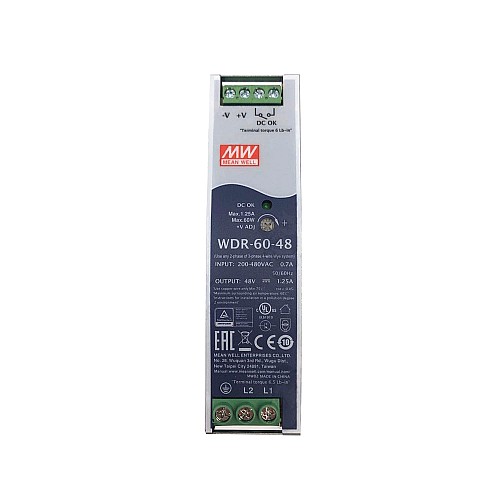 WDR-60-48  60W 48VDC 1.25A 230/400VAC Fuente deAlimentación de riel DIN industrial