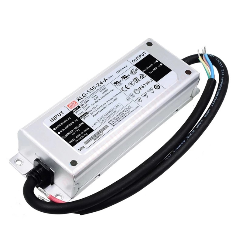 XLG-150-24-A MEANWELL 150W 24VDC 6.25A 115/230VAC Driver LED de modo de potencia constante