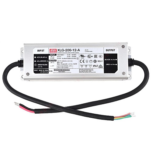 XLG-200-12-A MEANWELL 192W 12VDC 16A 115/230VAC Driver LED de modo de potencia constante