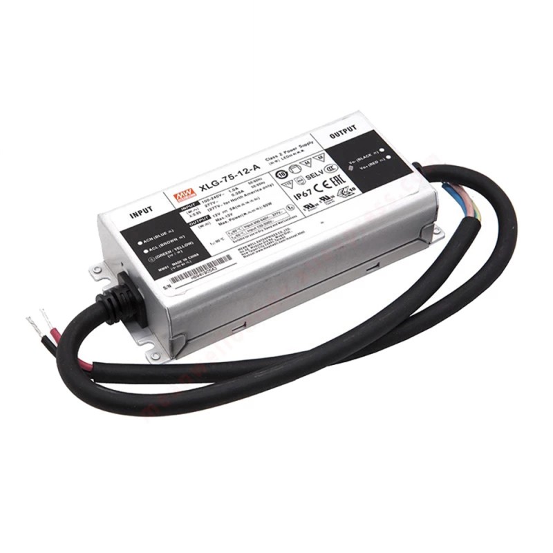 XLG-75-12-A MEANWELL 60W 12VDC 5A 115/230VAC Driver LED de modo de potencia constante