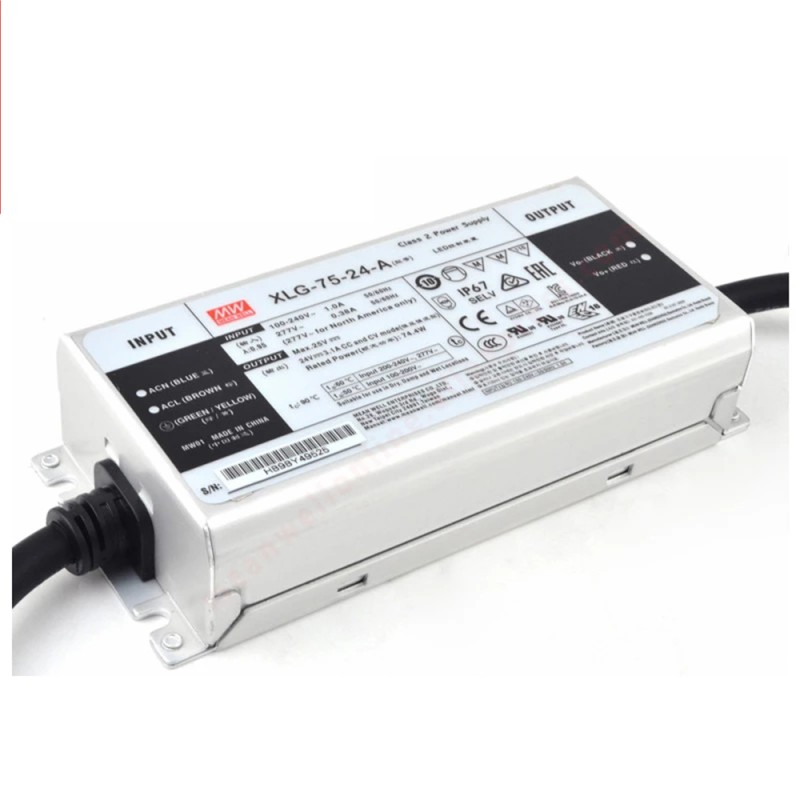XLG-75-24-A MEANWELL 74.4W 24VDC 3.1A 115/230VAC Driver LED de modo de potencia constante