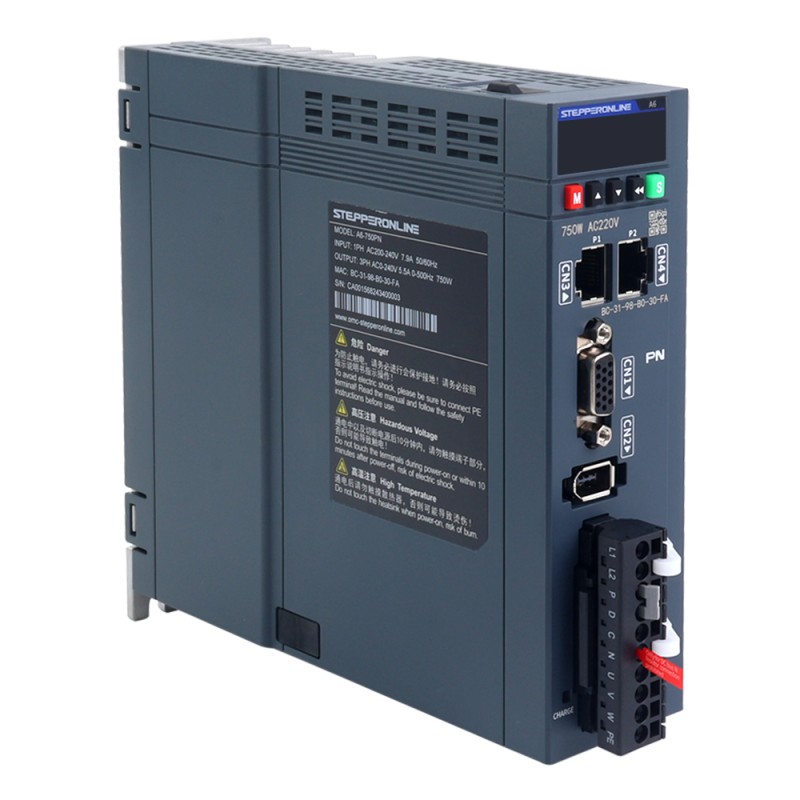 Kit de servomotor CA PROFINET serie A6, 750W, 3000rpm, 2,39Nm, con freno, codificador absoluto de 17 bits, IP67