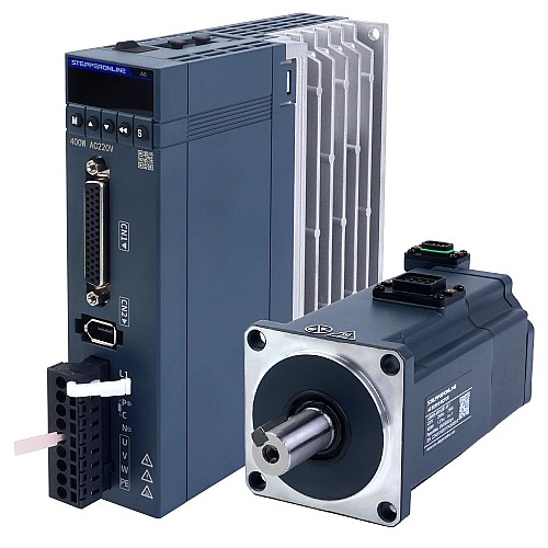Kit de servomotor de CA RS485 de 400W serie A6, 3000rpm, 1,27Nm con freno, codificador absoluto de 17 bits IP67 - A6-RS400H2B1-M17 | StepperOnline Kit de servomotor de CA RS485 de 400W serie A6, 3000rpm, 1,27Nm con freno, codificador absoluto de 17 bits IP67 - A6-RS400H2B1-M17 | StepperOnline