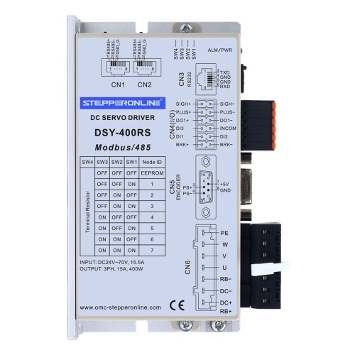 Servomotor de DC RS485 de 400W, serie DSY, 24-70VDC, 1,27Nm, 3000rpm, codificador incremental de 17 bits, IP65 Servomotor de DC RS485 de 400W, serie DSY, 24-70VDC, 1,27Nm, 3000rpm, codificador incremental de 17 bits, IP65