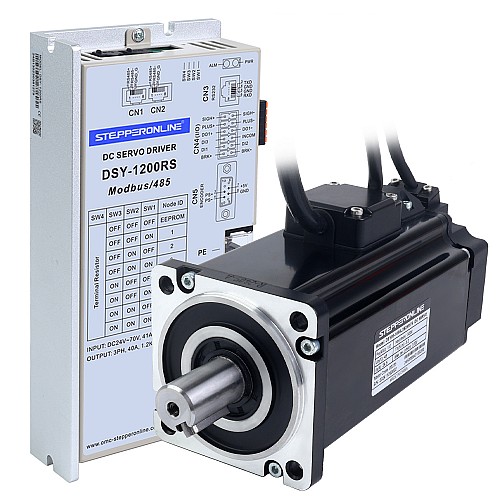 Servomotor de DC RS485 de 1000W, serie DSY, 24-70VDC, 3,20Nm con freno, 3000rpm, codificador incremental de 17 bits, IP65 - DSY-RS1000L2B2-M17S | StepperOnline