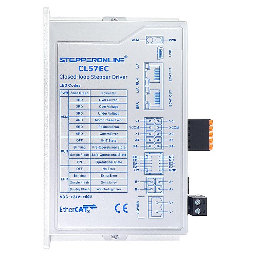 Y Series Controlador para motor paso a paso Closed Loop EtherCAT 0-7,2A 24-50VDC para motor paso a paso Nema 17, 23, 24