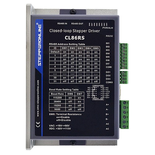 Drivers para motores paso a paso de circuito cerrado Modbus RS485 2.1-8.0A 30-110VDC o 18-80VAC Drivers para motores paso a paso de circuito cerrado Modbus RS485 2.1-8.0A 30-110VDC o 18-80VAC