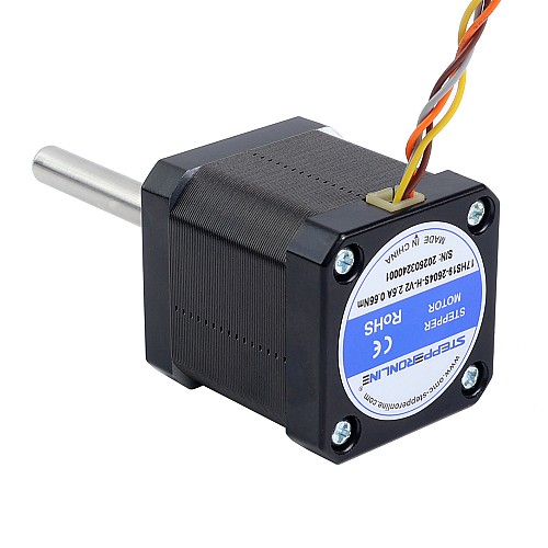 Nema 17 Motor paso a paso de alta temperatura 55Ncm(77,93oz.in) 55mm Φ8mm aislamiento de eje redondo clase H 180C - 17HS19-2504S-H-V2 | StepperOnline Nema 17 Motor paso a paso de alta temperatura 55Ncm(77,93oz.in) 55mm Φ8mm aislamiento de eje redondo clase H 180C - 17HS19-2504S-H-V2 | StepperOnline
